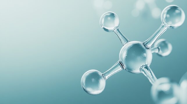 A close-up of large water molecules bonded together by small spheres, embodying the essence of chemical science and natural mechanics.