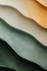 Soft, wavy layers in harmonious green and neutral tones create c