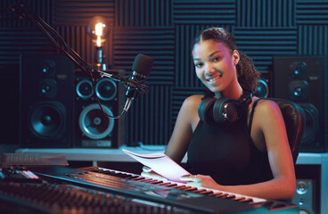 Musician working in the recording studio