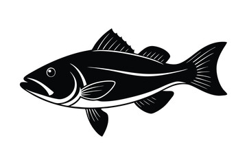 Silhouette of bass fish vector art illustration.eps