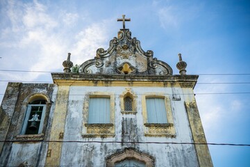 Historic church facade with ornate details.