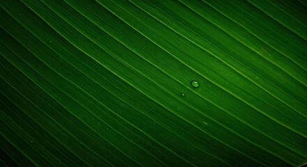 Water Droplet on Vibrant Green Leaf Texture Close-up Macro Shot