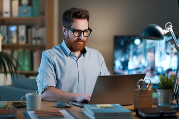 Businessman working from home and connecting to the internet