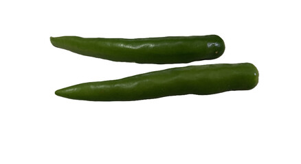 couple, two of green chili peppers isolated