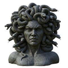 Obraz premium A fearsome gorgon, sculpted from stone and adorned with snakes for hair, turning anyone who looks into stone.