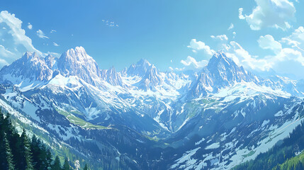 A panoramic view of the Dolomites in winter
