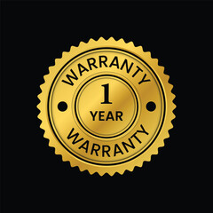 warranty one year icon design golden color