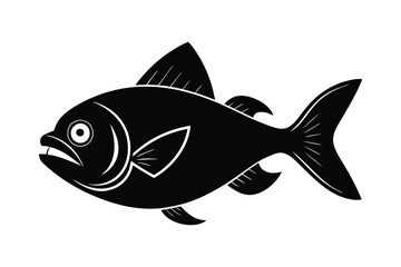 Silhouette of Piranha fish vector art illustration.eps