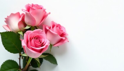 Elegant pink rose bouquet, pristine white backdrop, graphic, white background, pink roses