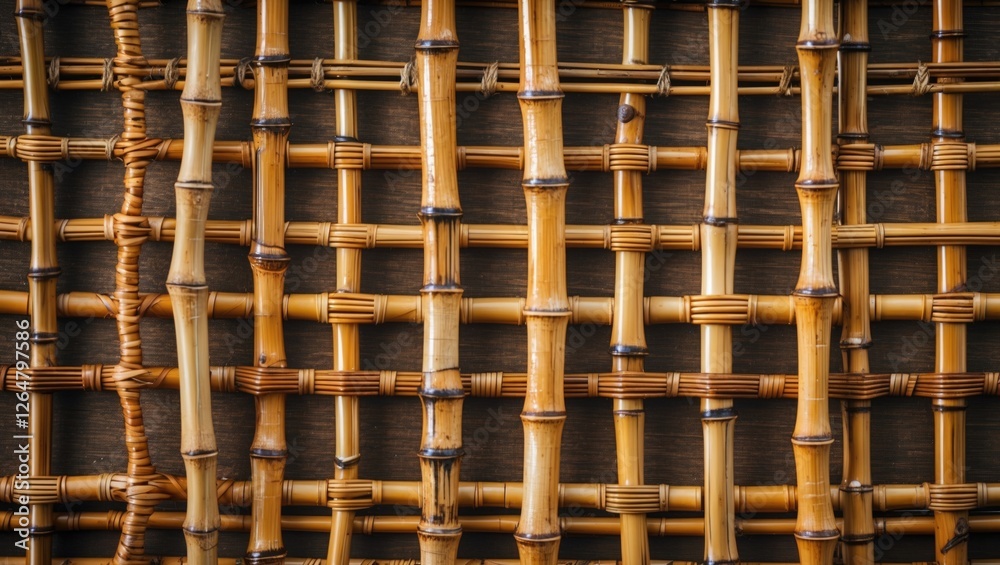Poster woven bamboo texture background with intricate patterns and natural hues suitable for various design
