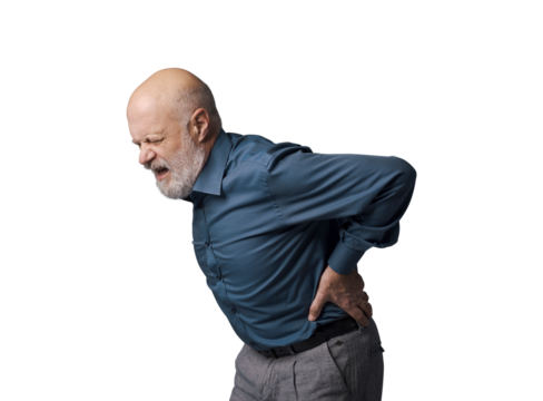 Senior man suffering from back pain