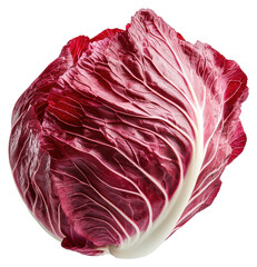 Obraz premium Vibrant Red Radicchio Head with Detailed Leaf Veins on Transparent Backdrop