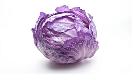 Obraz premium Fresh Purple Cabbage Isolated on White Background for Culinary Use