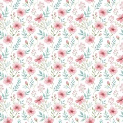 Red and pink seamless floral pattern 