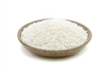 Delicious cauliflower rice served in a rustic bowl against a clean white backdrop for a fresh and healthy meal option