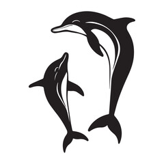 vector silhouette of a dolphin on a white background