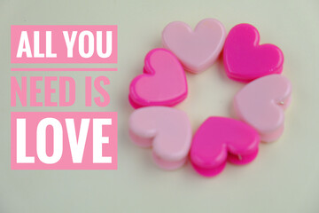 Quote about Love. Universal love and Valentines Day concept text message. 