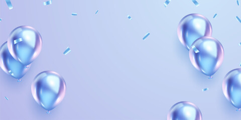 Banner template vector background design beautiful blue 3d balloon illustration