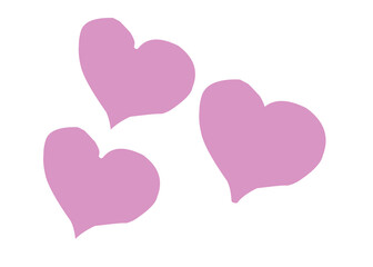 three hearts on white background