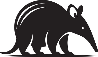 A simple Aardvark silhouettes vector style with whiterint