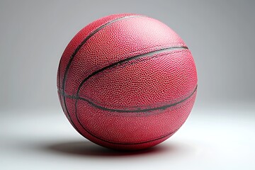 Obraz premium Close-up of a worn red basketball on a plain background.