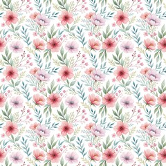 Red and pink seamless floral pattern 