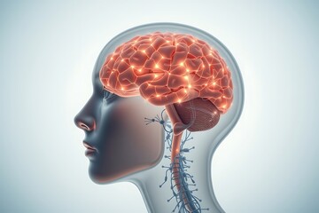 Obraz premium Human Brain Illustration with Neural Connections, Anatomy and Neurology Concept