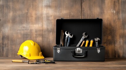 Fototapeta premium Toolbox tools workshop photograph rustic background close-up detailed scene