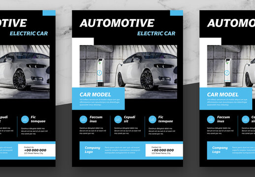 Blue And Black Automotive Flyer