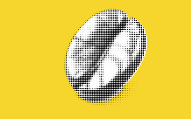 Stylized Coffee Bean Illustration on Yellow Background