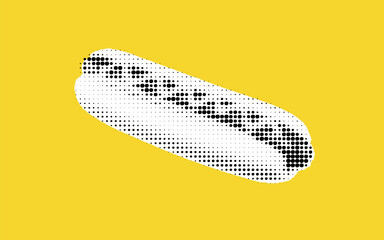 Stylized Hot Dog Illustration on Yellow Background