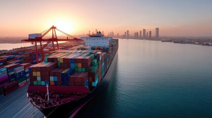 Shipping operation coastal harbor aerial view cargo containers high angle logistics