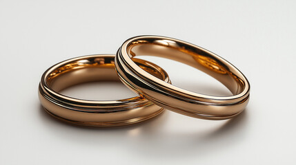 Two beautiful wedding bands rest side by side, their polished surfaces reflecting light. These rings represent a couple's lasting bond and the promise of a shared future filled with love