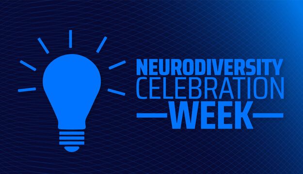 Neurodiversity Celebration Week blue color technology concept background banner or poster design template. observed every year in March. Holiday concept. Use to any Template, card, poster, placard.