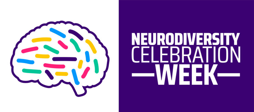 Neurodiversity Celebration Week background banner or poster design template. observed every year in March. Holiday concept. Use to any Template, card, poster, placard, template.