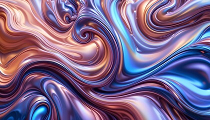 Abstract Swirling Pattern with a Mixture of Blue, Purple, Pink, and Gold Colors Blending Together in a Fluid and Captivating Composition