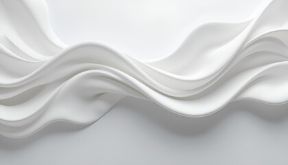 Abstract White Fabric Waves with Flowing and Undulating Patterns Creating a Sense of Movement and Fluidity in a Serene and Elegant Design
