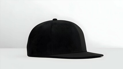 Fototapeta premium Black Baseball Cap with Abstract Swirl Pattern on White Background