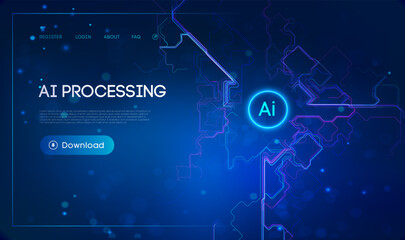 Ai automation and process optimization. Business Ai data mining concept. Machine learning and data analysis technology background.