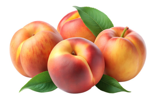 three and a half peaches isolated on transparent background png - Powered by Adobe