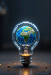 Light Bulb with a Tiny Rotating Earth Inside