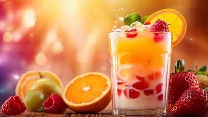 Delicious, Juicy, and Bright Multi-Fruit Cocktail Illustration for National Fruit Cocktail Day or World Cocktail Day