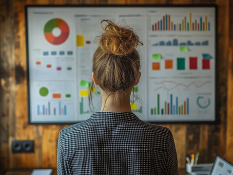 Marketing Strategist Drafting Campaign Plan - Home Office with Whiteboard - Colorful Diagrams & Sticky Notes


