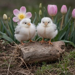 easter chicks in the grass