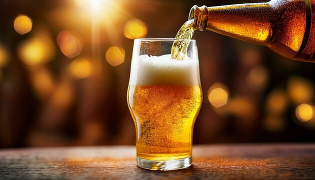 Pouring beer into a glass on National American Beer Day, motion