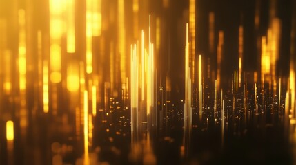 Dynamic graph with golden bars and a luminous upward arrow, symbolizing strong financial performance.