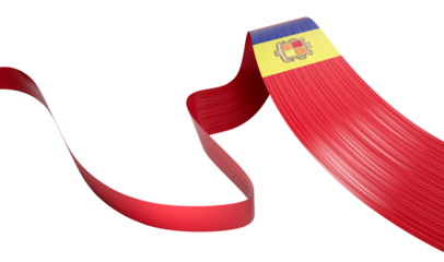 3d Flag Of Andorra Shiny Wavy Awareness Ribbon flag 3d Illustration