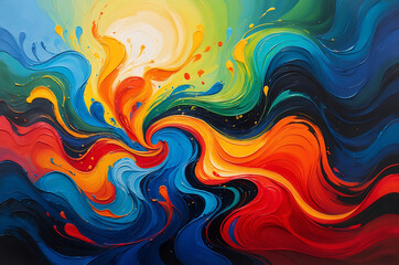 Obraz premium Uplifting Abstract Art with Swirling Colors and Dynamic Composition – A Symbol of Vitality and Wellness