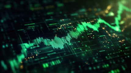 Green arrow soaring on a digital chart, illustrating business growth and financial improvement.