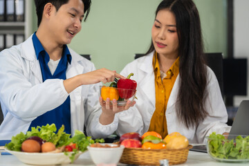 Microbiologists and nutrition experts analyze molecular samples in advanced food science labs.